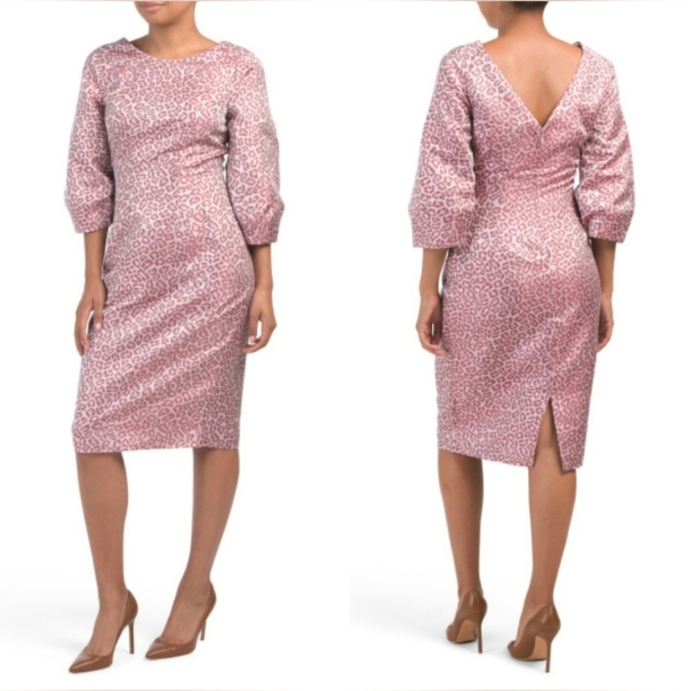 ALTON GRAY , Elegant Pink Leopard Print Dress
